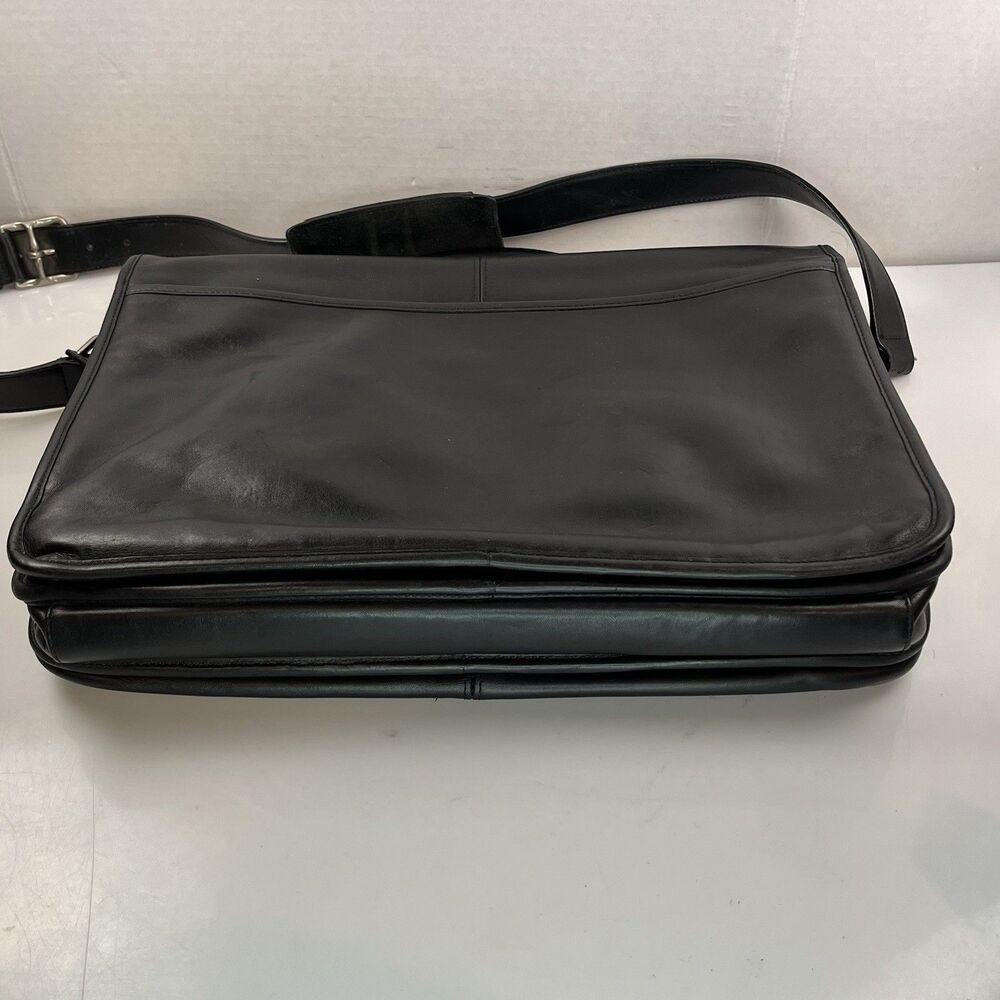 Vintage Coach Messenger Bag Black Leather Executive Thompson Briefcase - Picture 3 of 12